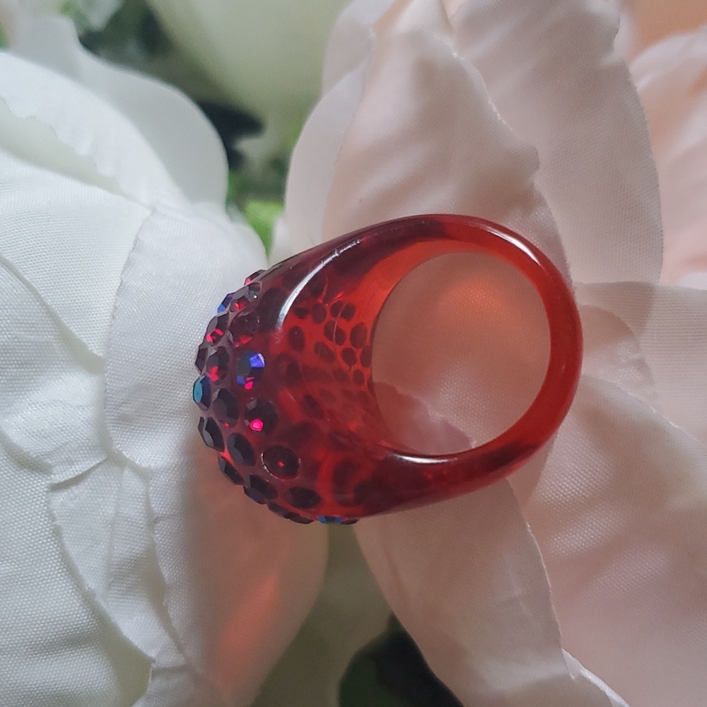 Bling Bauble Ring- Merlot Red - Picture 3 of 7